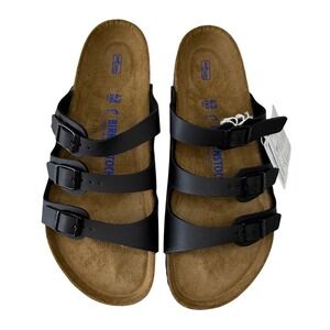 Birkenstock Florida Soft Footbed Black Triple Strap Sandals Mens 10 EU 43 NEW